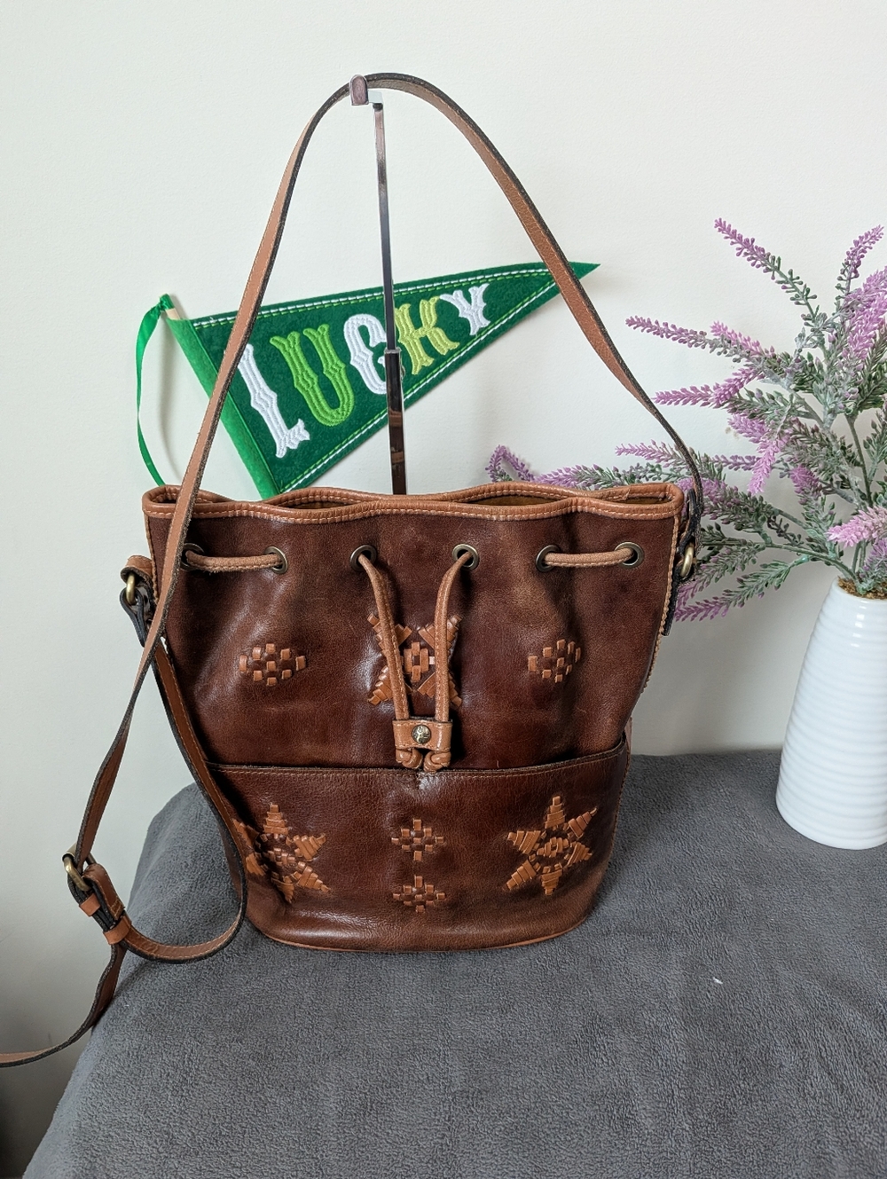 Patricia Nash Brindisi Leather Drawstring Bag